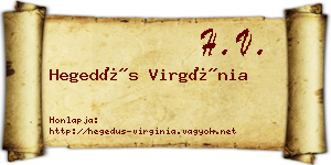 Hegedűs Virgínia névjegykártya